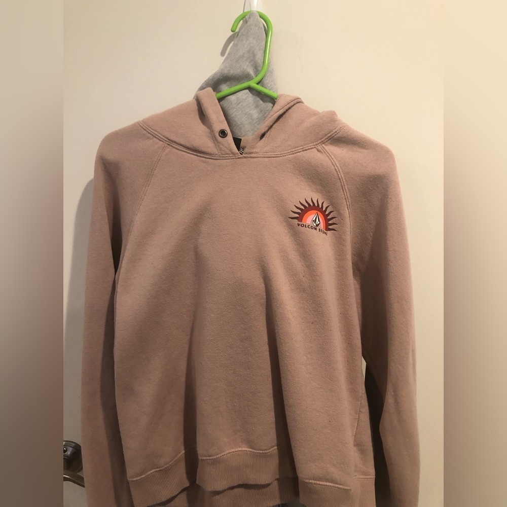 volcolm pink cropped hoodie, size L barely worn